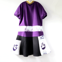 Image 1 of acorn purple courtneycourtney adult L large sweatshirt collared short sleeve twirly dress tiedye