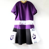 Image 5 of acorn purple courtneycourtney adult L large sweatshirt collared short sleeve twirly dress tiedye