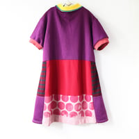 Image 4 of  circles plum reds courtneycourtney adult L large sweatshirt collared short sleeve a-line dress