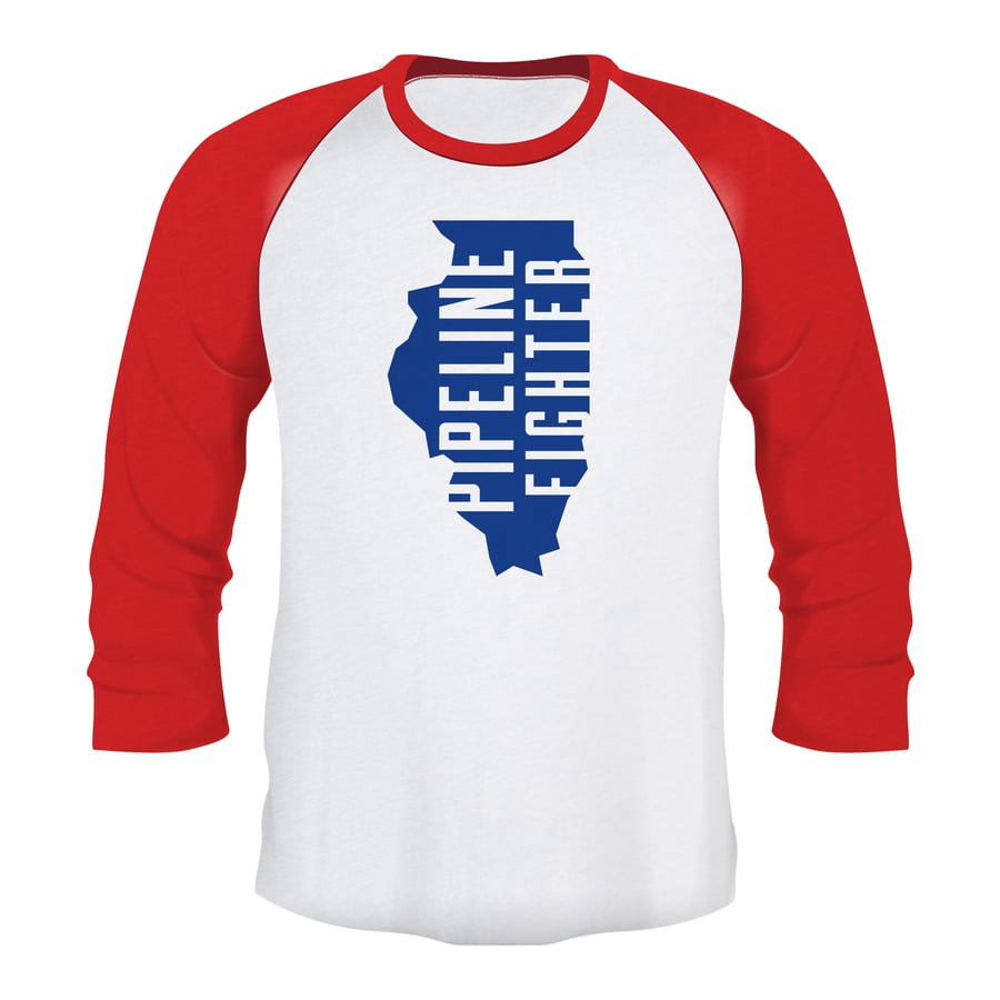 Image of Illinois Pipeline Fighter t-shirt (Red 3/4 sleeve)