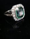 ART DECO 18CT PLATINUM NATURAL TOURMALINE AND DIAMOND CLUSTER