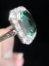 ART DECO 18CT PLATINUM NATURAL TOURMALINE AND DIAMOND CLUSTER