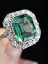 ART DECO 18CT PLATINUM NATURAL TOURMALINE AND DIAMOND CLUSTER
