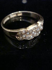 Image 2 of Victorian 18ct yellow gold Natural seed pearl weave ring