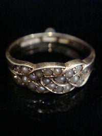 Image 3 of Victorian 18ct yellow gold Natural seed pearl weave ring
