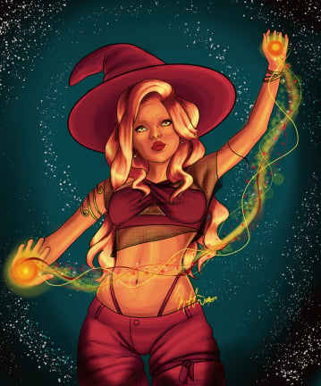 Image of Red Flame Witch Art Print