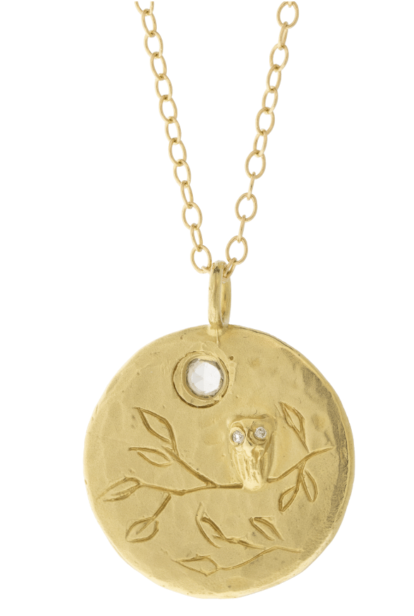 Image of Owl in Tree w/Moon Necklace