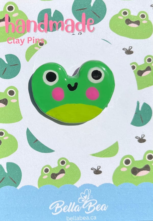 Image of Frog Handmade Clay Pins
