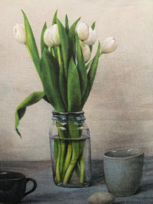 Image of Linen Tulip Magpie Cushion