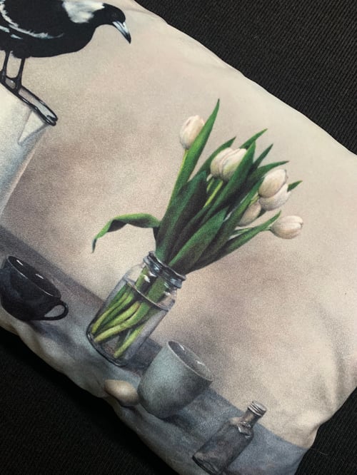 Image of Velvet Tulip Magpie Cushion