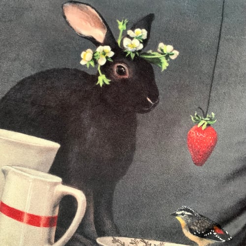Image of Velvet Strawberry Rabbit Cushion