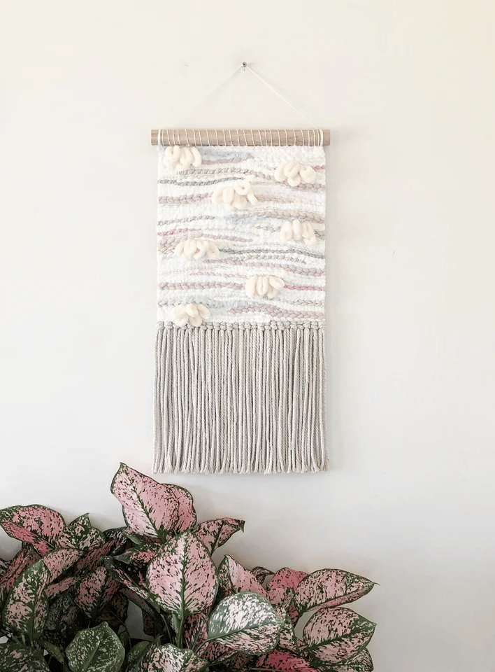 Image of Woven Wall Hanging - Neutral, Pastel, Abstract (medium).