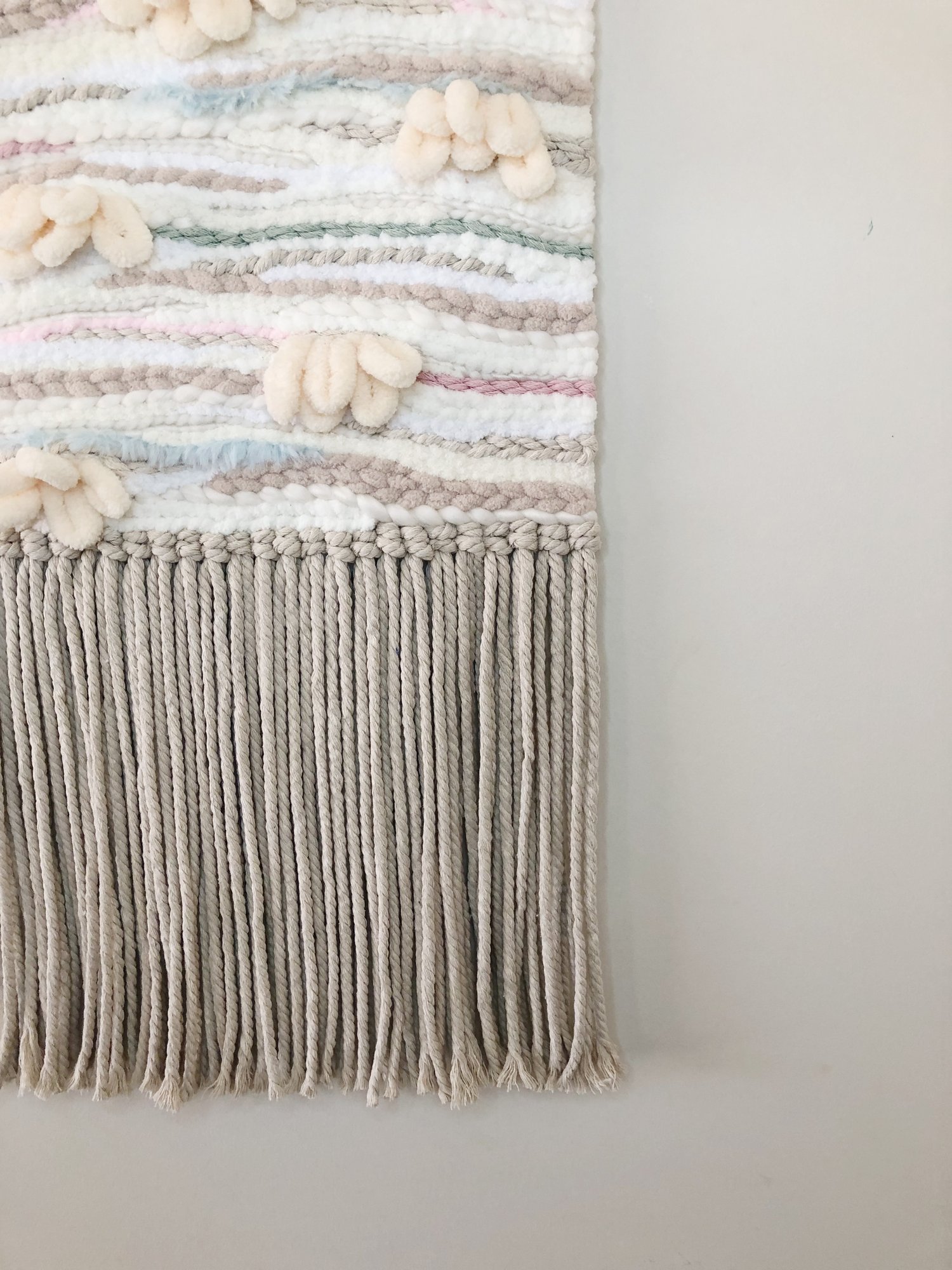 Image of Woven Wall Hanging - Neutral, Pastel, Abstract (medium).