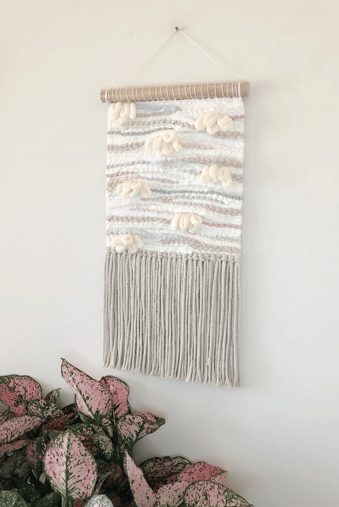 Image of Woven Wall Hanging - Neutral, Pastel, Abstract (medium).