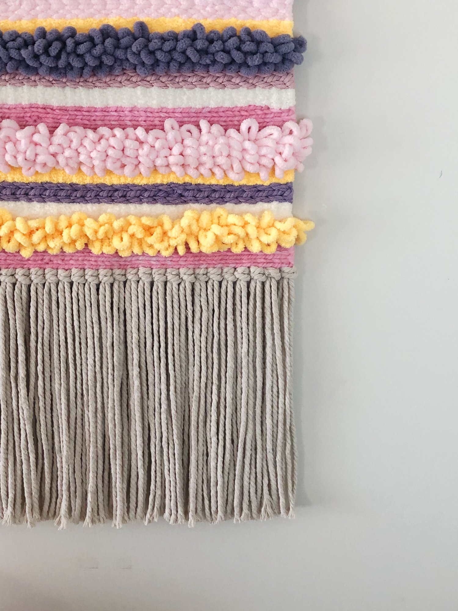 Image of Woven Wall Hanging - Textured, Pink, Purple (medium).