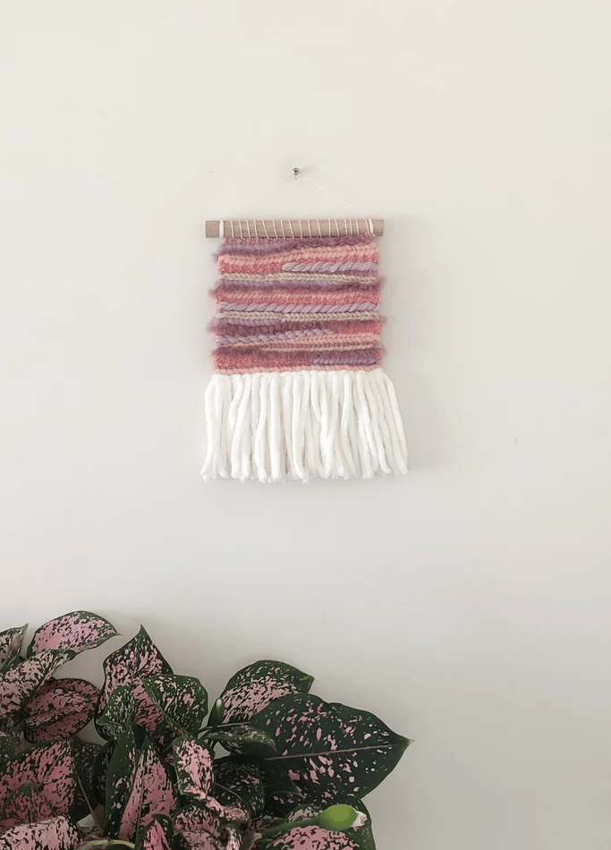 Image of Woven Wall Hanging - Blush Pink, Textured (mini)