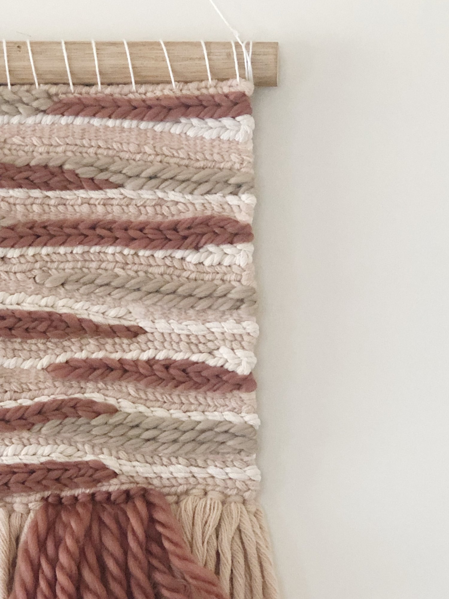 Image of Woven Wall Hanging - Neutral, Rust, Textured Fringe (medium)