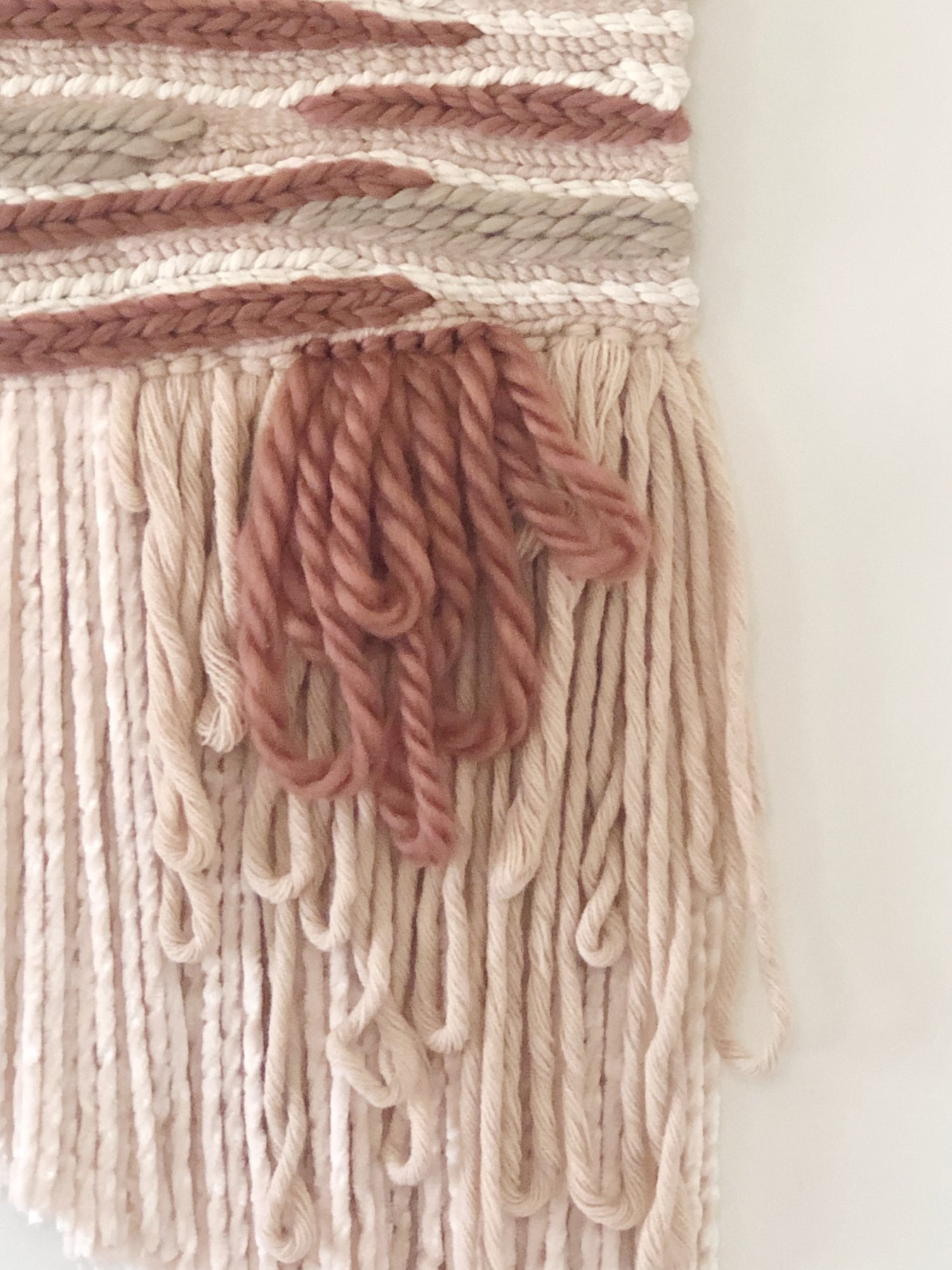 Image of Woven Wall Hanging - Neutral, Rust, Textured Fringe (medium)