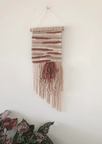 Image 3 of Woven Wall Hanging - Neutral, Rust, Textured Fringe (medium)