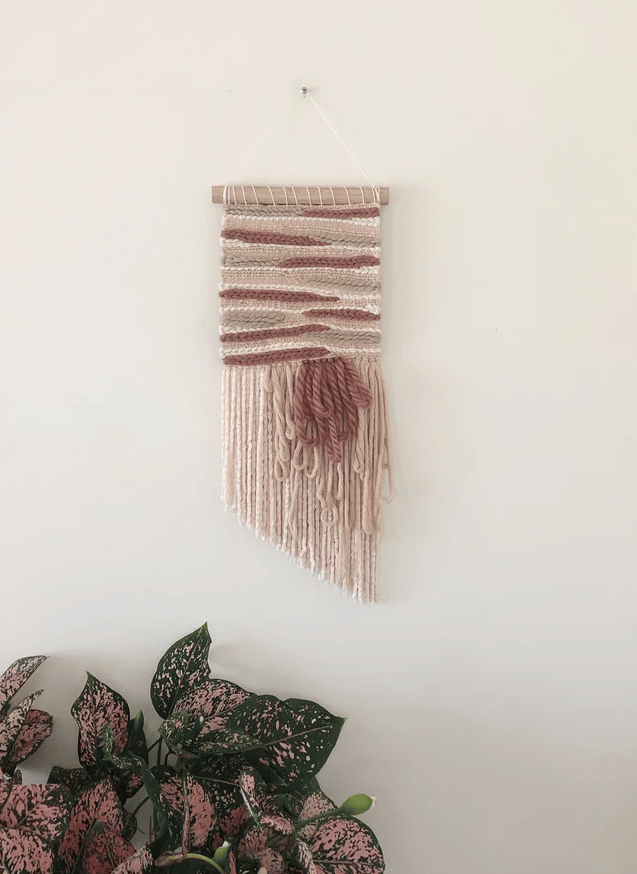 Image of Woven Wall Hanging - Neutral, Rust, Textured Fringe (medium)