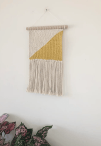 Image 1 of Woven Wall Hanging - Coastal, Boho, Mustard (small)