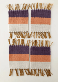 Image 3 of Woven Coasters - Set of 4 | Purple and Coral (Square)