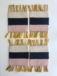 Image 4 of Woven Coaster - Set of 4 | Navy and Pink (Square)