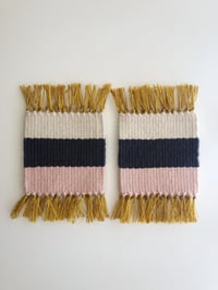 Image 3 of Woven Coaster - Set of 4 | Navy and Pink (Square)