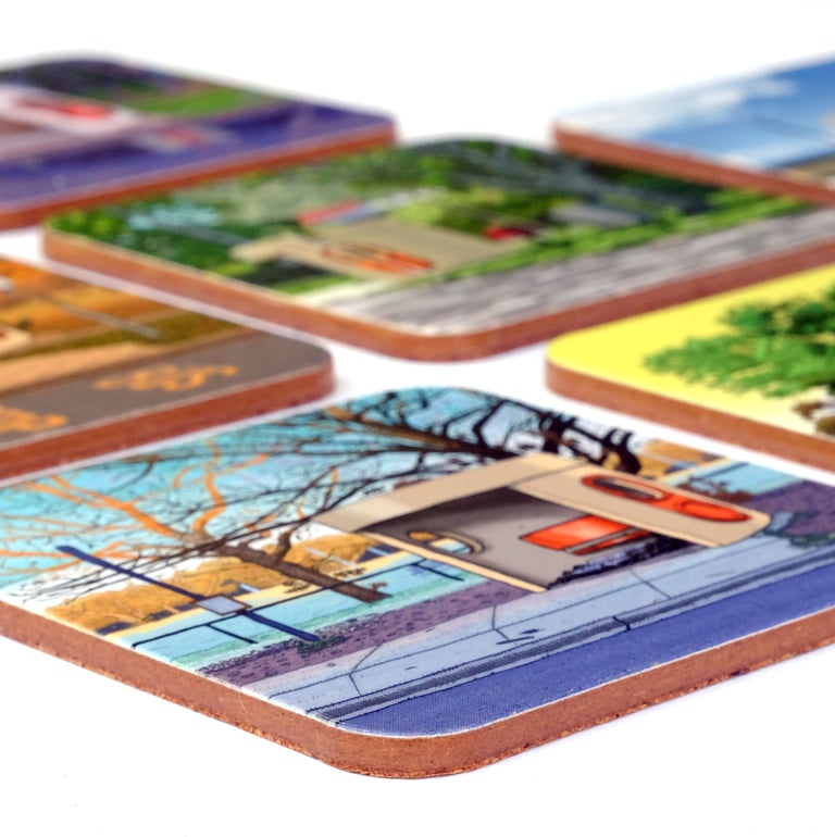 A Set of Six Beautiful Bus Shelter Coasters Image 3