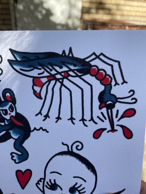 Print of flash by Mia Rambo on watercolor paper mouse bugs butterflies cherub