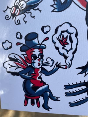 Print of flash by Mia Rambo on watercolor paper mouse bugs butterflies cherub