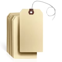 Image 1 of GILLRAJ Shipping Tags with Wires Attached 4 3/4 x 2 3/8 inches - Pack of 100 - Manila Paper Hang Tag