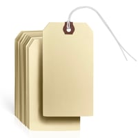 Image 1 of GILLRAJ Shipping Tags with Strings Attached 4 3/4 x 2 3/8 inches - Pack of 100 - Strung Manila Paper