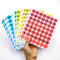 Image 3 of GILLRAJ 2240pcs Garage Sale Price Stickers 3/4" Size 4 Fluorescent Colors in 40 Sheets