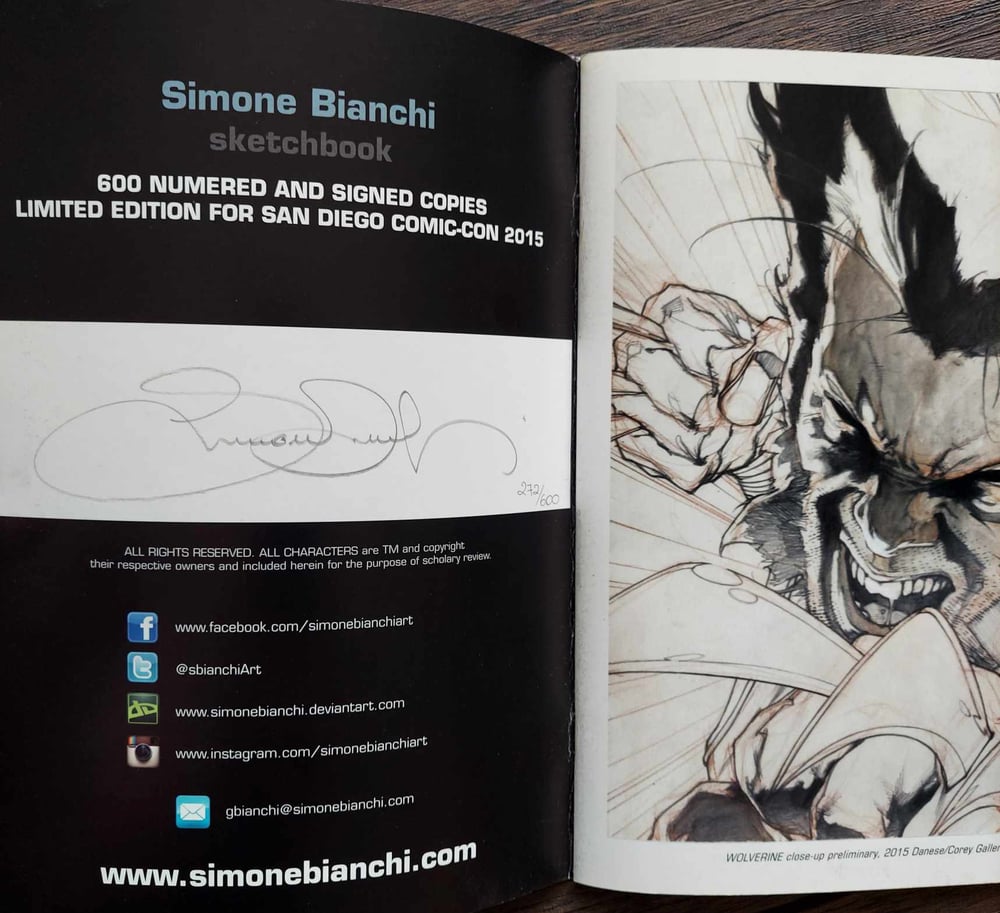 Simone Bianchi - Sketchbook San Diego Comic-Con 2015 - SIGNED / NUMBERED