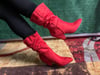 "Kandy" Red cone heel mid calf boots