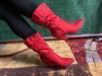 Image 1 of "Kandy" Red cone heel mid calf boots