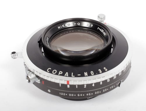 Image of Nikon Nikkor Q 450mm F9 lens in Copal #3 shutter #8563
