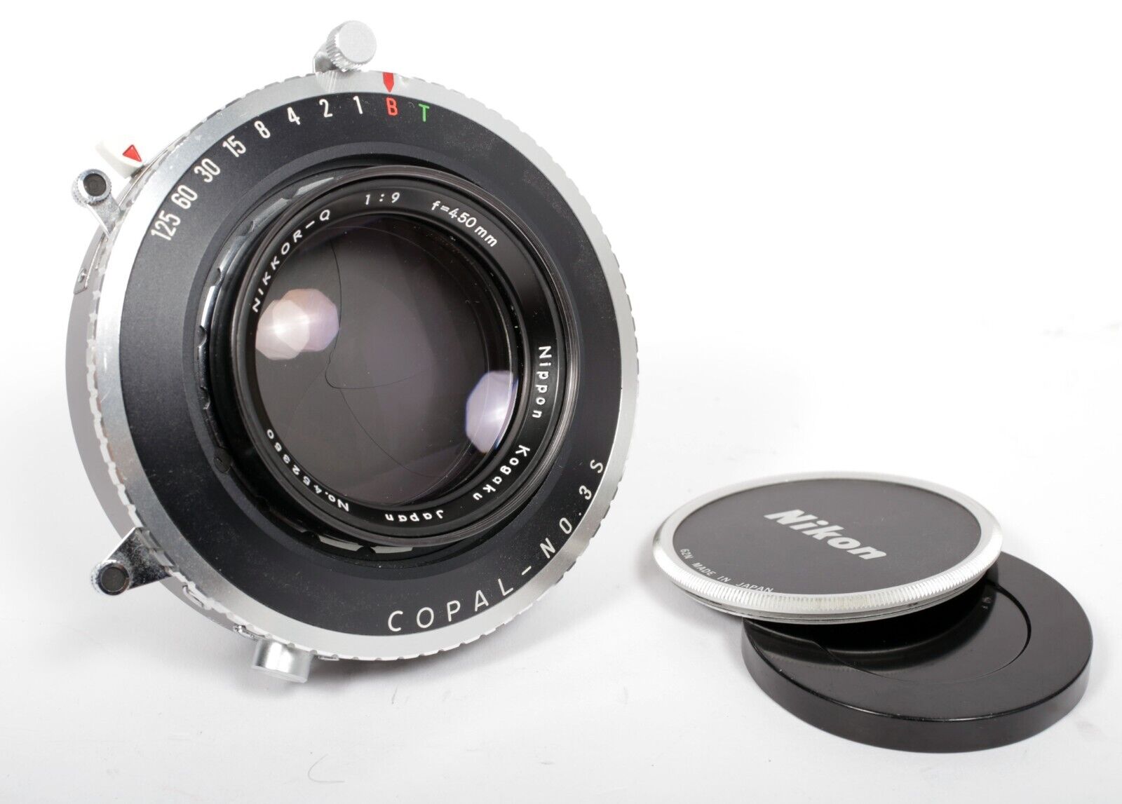 Nikon Nikkor Q 450mm F9 lens in Copal #3 shutter #8563