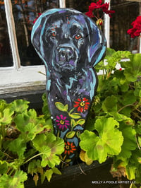 Image 1 of Black Lab Zinnia Garden Fairy Folk Art