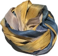 Image 3 of 10YD. MOUNTAIN STREAM  HAND DYED RECYCLED SARI SILK RIBBON BUNDLES by COLOR KISSED SILK
