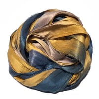 Image 4 of 10YD. MOUNTAIN STREAM  HAND DYED RECYCLED SARI SILK RIBBON BUNDLES by COLOR KISSED SILK