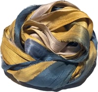 Image 5 of 10YD. MOUNTAIN STREAM  HAND DYED RECYCLED SARI SILK RIBBON BUNDLES by COLOR KISSED SILK