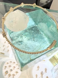 Image 5 of 14k solid gold diamond five flowers bracelet 