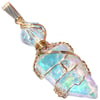 Angel Aura Quartz 14K GF Pendant with Vintage Crystal Bead