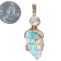 Image 5 of Angel Aura Quartz 14K GF Pendant with Vintage Crystal Bead