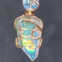 Image 3 of Angel Aura Quartz 14K GF Pendant with Vintage Crystal Bead