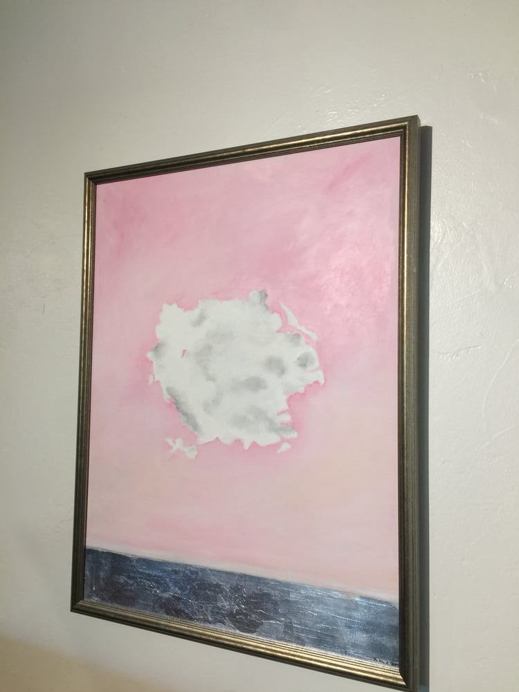 Image of Cloud in Pink Sky with Big Silver Line