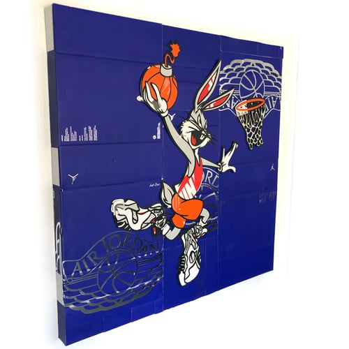 Image of Space Jammin Laser Cut, Stacked & Wrapped Wood Panel