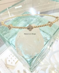 Image 1 of 14k solid gold diamond five flowers bracelet 